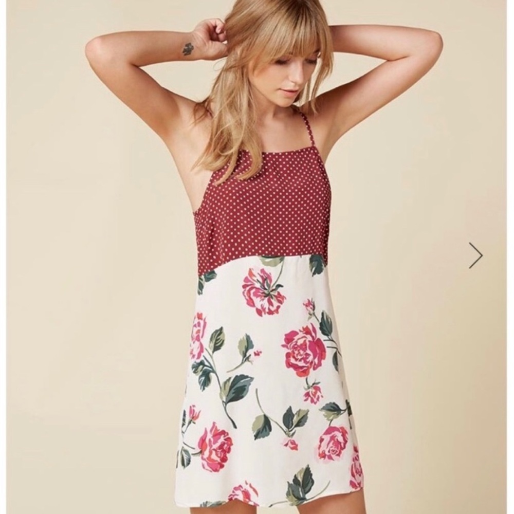 Reformation Red and White Floral Mini Dress